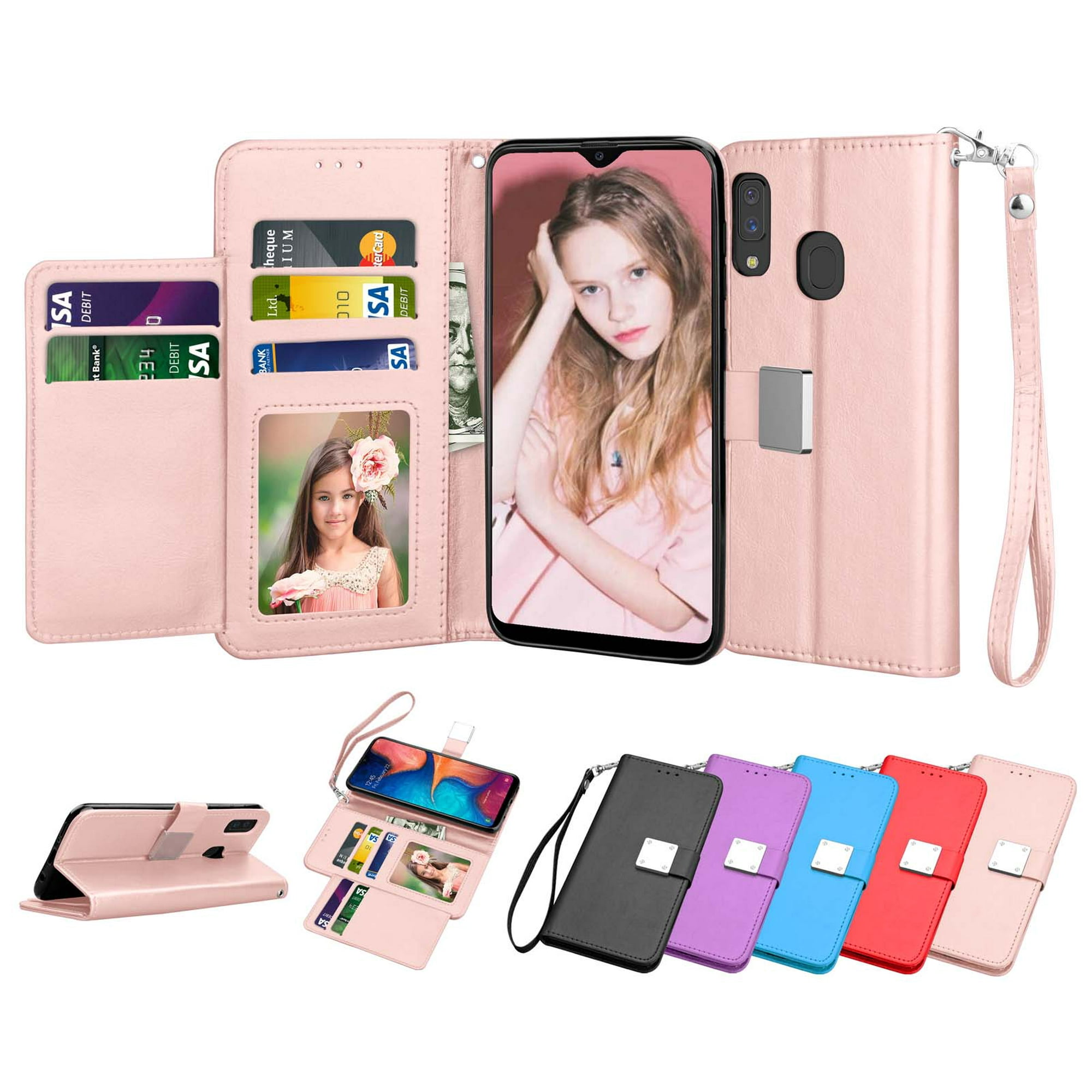 A30 Premium Print Folio Flip PU Leather Wallet Case with Kickstand Card Cash Holder Slots Wrist Strap Protective Case Cover for Samsung Galaxy A20 A30 3D Cat Tree YX LEECOCO Case for Samsung A20